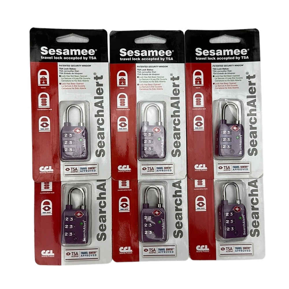 TSA approved luggage locks 6 pack purple